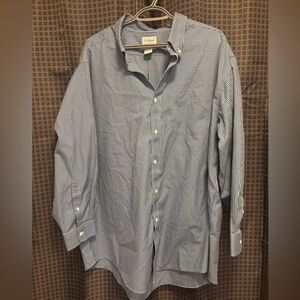 blue and white gingham patterned button-down shirt from L.L.Bean.